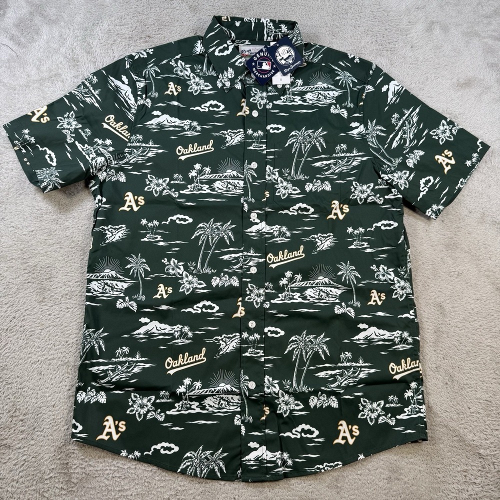 Oakland Athletics Reyn Spooner Shirt Mens Small Hawaiian Performance Stretch